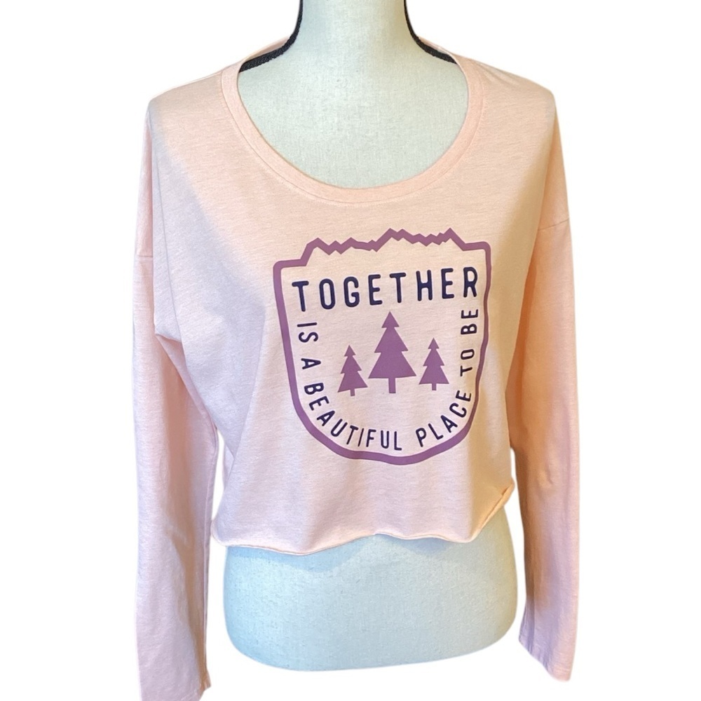 Alpine Design Lightweight Long Sleeve Hand Cropped T-Shirt, Light Pink LARGE